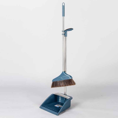 A broom with a metal handle